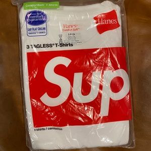supreme white t-shirt hanes